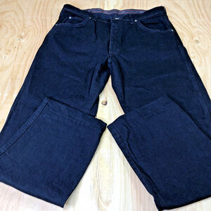Size 34 X 29.5 Wranglers Mens Denim Jeans Black Straight Leg Hemmed ** Read MX